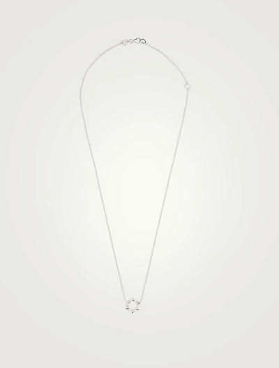 Mini 18K White Gold Aerial Eclipse Pendant Necklace With Diamonds