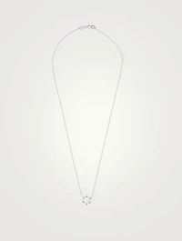 Mini 18K White Gold Aerial Eclipse Pendant Necklace With Diamonds