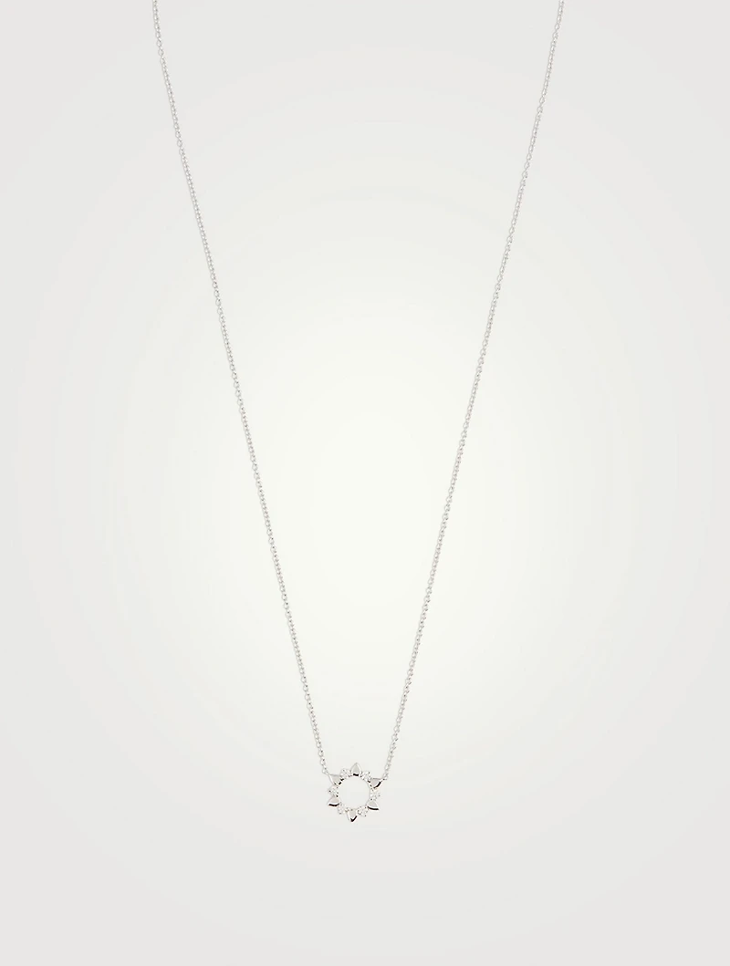 Mini 18K White Gold Aerial Eclipse Pendant Necklace With Diamonds