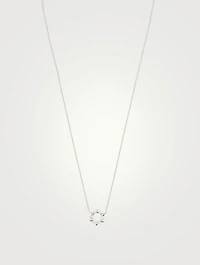 Mini 18K White Gold Aerial Eclipse Pendant Necklace With Diamonds