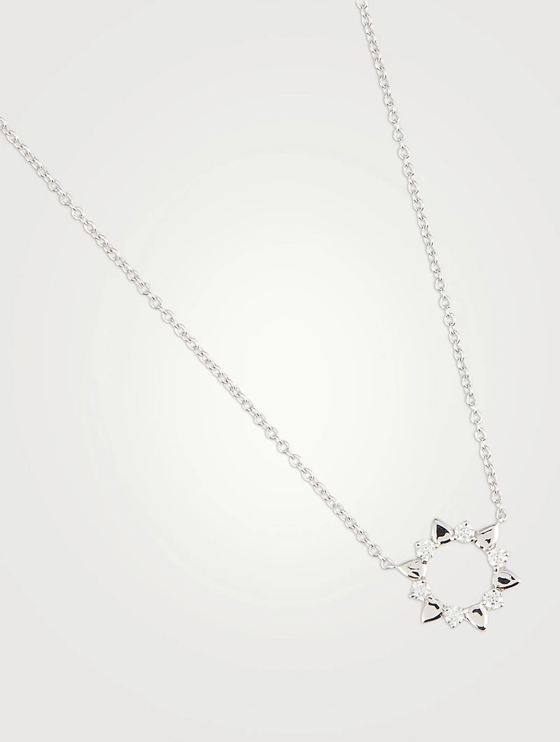 Mini 18K White Gold Aerial Eclipse Pendant Necklace With Diamonds