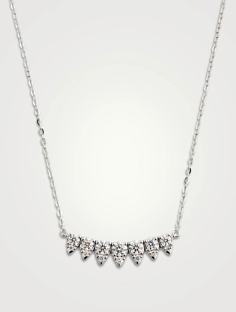 Small 18K White Gold Aerial Lunar Eclipse Pendant Necklace With Diamonds