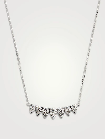 Small 18K White Gold Aerial Lunar Eclipse Pendant Necklace With Diamonds