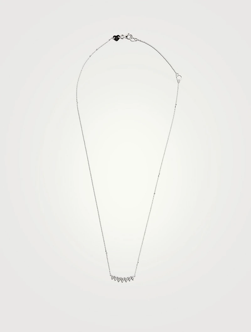 Small 18K White Gold Aerial Lunar Eclipse Pendant Necklace With Diamonds