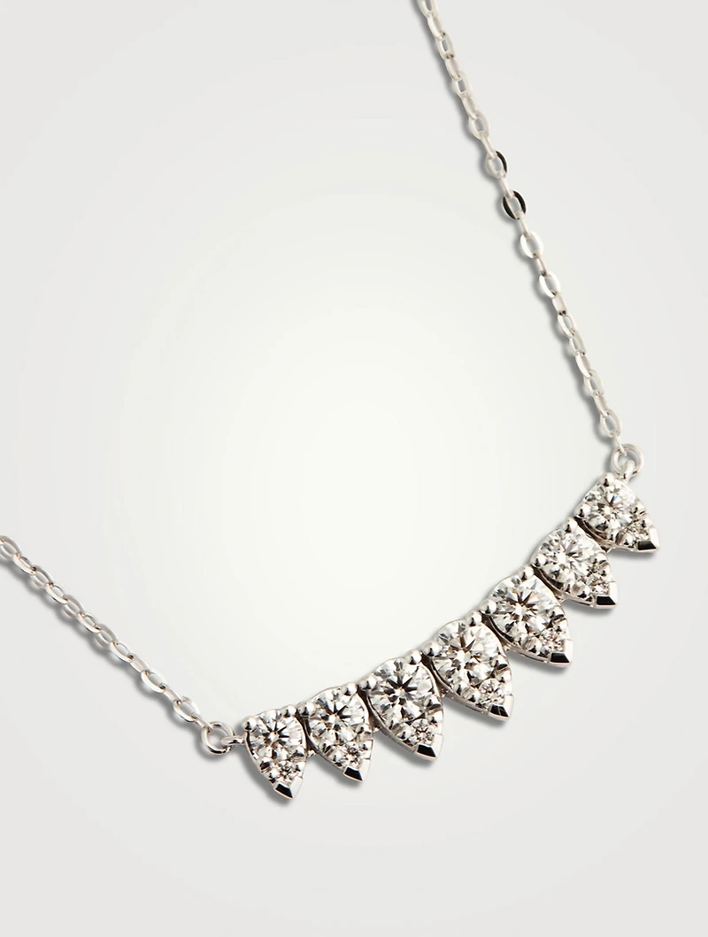Small 18K White Gold Aerial Lunar Eclipse Pendant Necklace With Diamonds