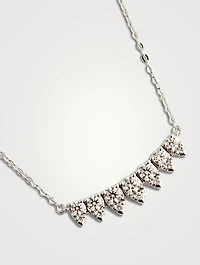 Small 18K White Gold Aerial Lunar Eclipse Pendant Necklace With Diamonds