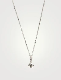 18K White Gold Aerial Petite Drop Pendant Necklace With Diamonds