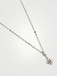 18K White Gold Aerial Petite Drop Pendant Necklace With Diamonds