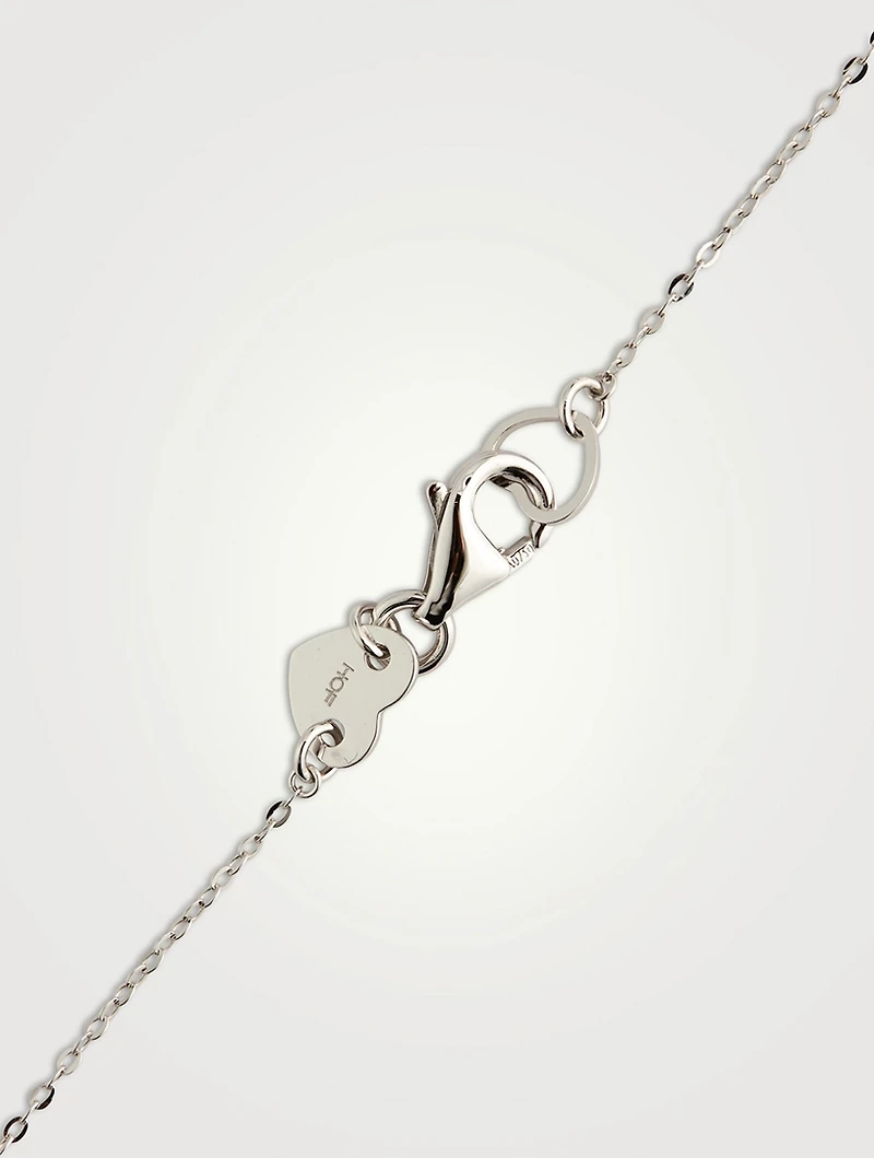 18K White Gold Aerial Petite Drop Pendant Necklace With Diamonds
