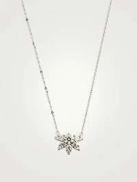 18K White Gold Aerial Sunburst Pendant Necklace With Diamonds