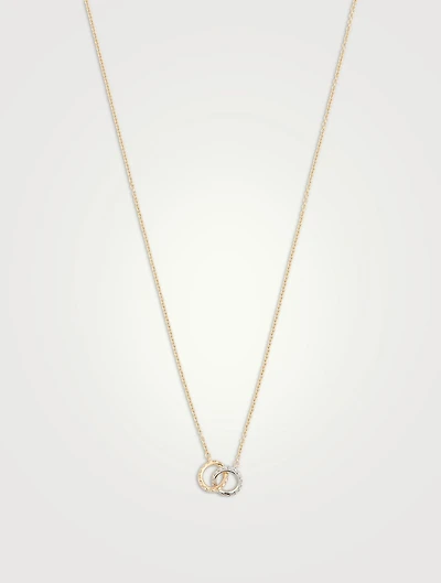 18K Gold HOF Classic Interlocking Circle Pendant Necklace With Diamonds