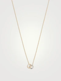 18K Gold HOF Classic Interlocking Circle Pendant Necklace With Diamonds