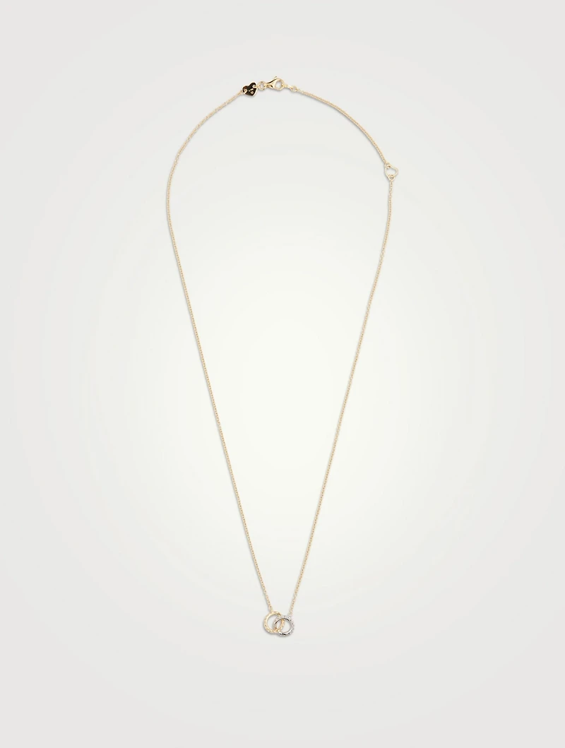 18K Gold HOF Classic Interlocking Circle Pendant Necklace With Diamonds