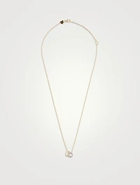 18K Gold HOF Classic Interlocking Circle Pendant Necklace With Diamonds