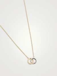 18K Gold HOF Classic Interlocking Circle Pendant Necklace With Diamonds