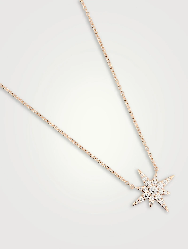 Charmed 18K Rose Gold Starburst Pendant Necklace With Diamonds