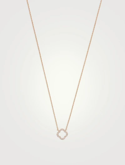 18K Rose Gold Signature Petal Pendant Necklace With Diamonds