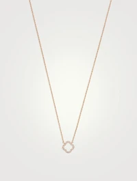 18K Rose Gold Signature Petal Pendant Necklace With Diamonds