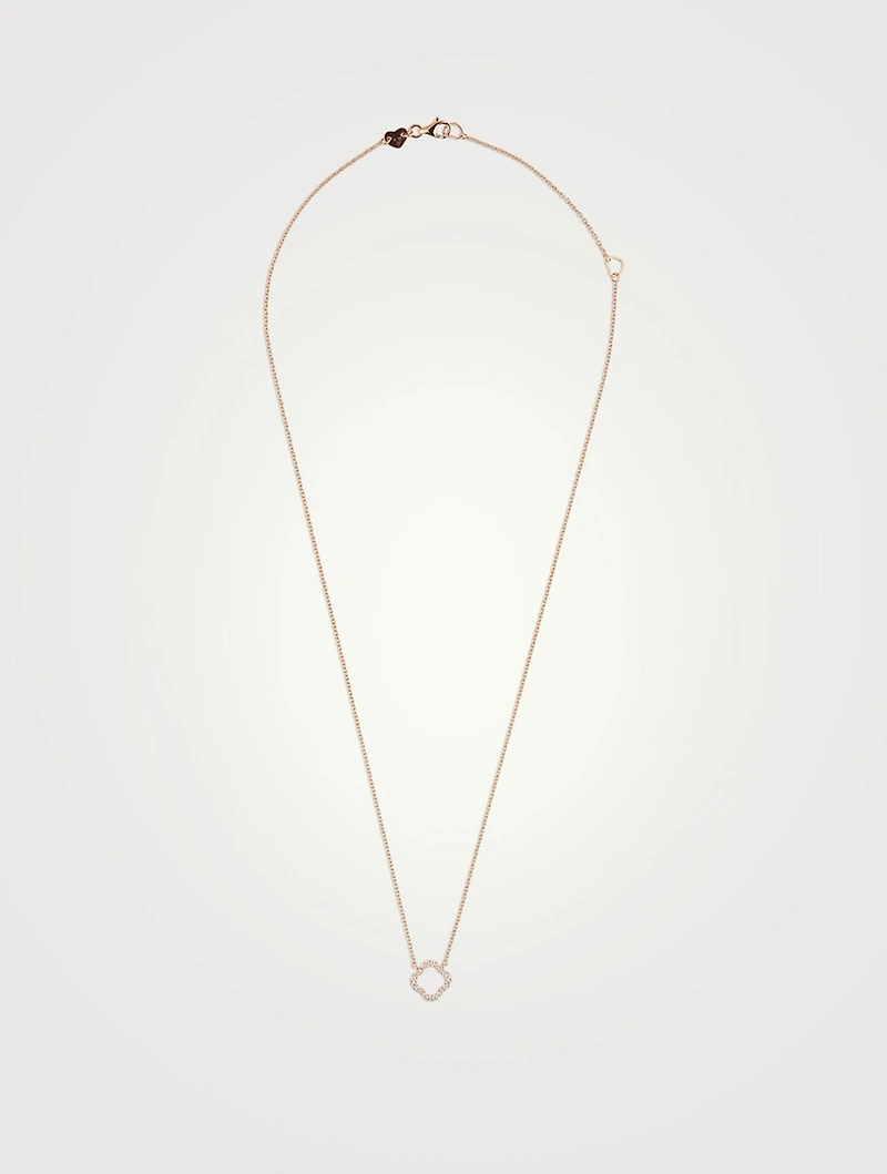 18K Rose Gold Signature Petal Pendant Necklace With Diamonds