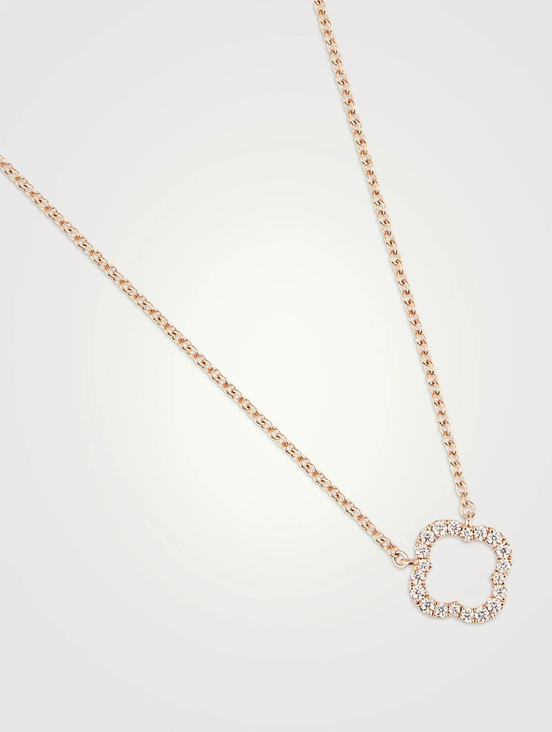 18K Rose Gold Signature Petal Pendant Necklace With Diamonds