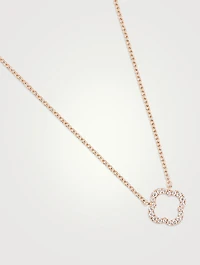 18K Rose Gold Signature Petal Pendant Necklace With Diamonds