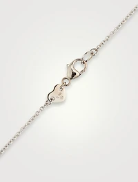 Medium 18K White Gold Signature Petal Pendant Necklace With Diamonds