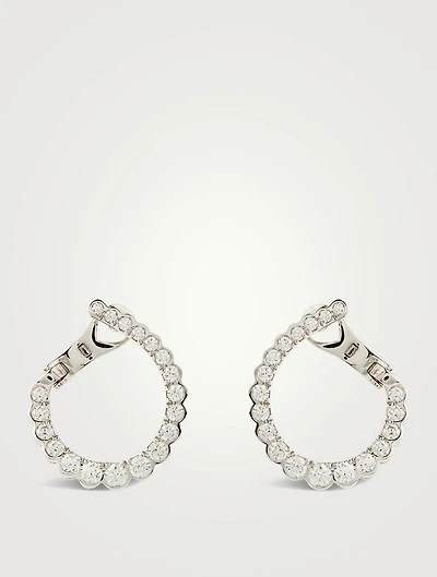 Small 18K White Gold Aerial Regal Hoop Earrings With Diamonds