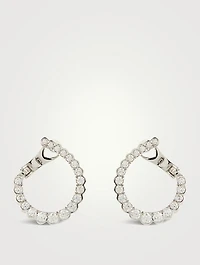 Small 18K White Gold Aerial Regal Hoop Earrings With Diamonds