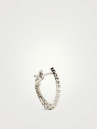 Small 18K White Gold Aerial Regal Hoop Earrings With Diamonds