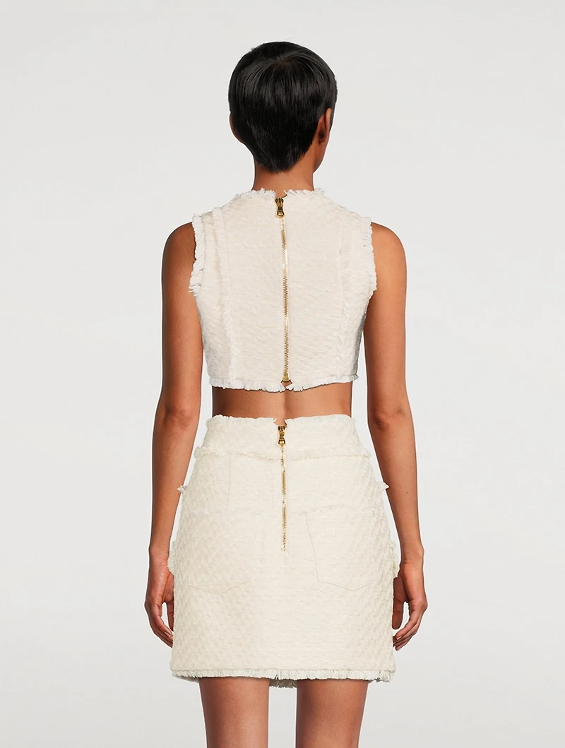 Fringe Tweed Crop Top