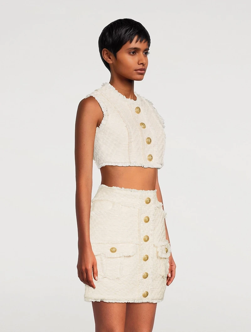 Fringe Tweed Crop Top