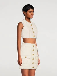 Fringe Tweed Crop Top
