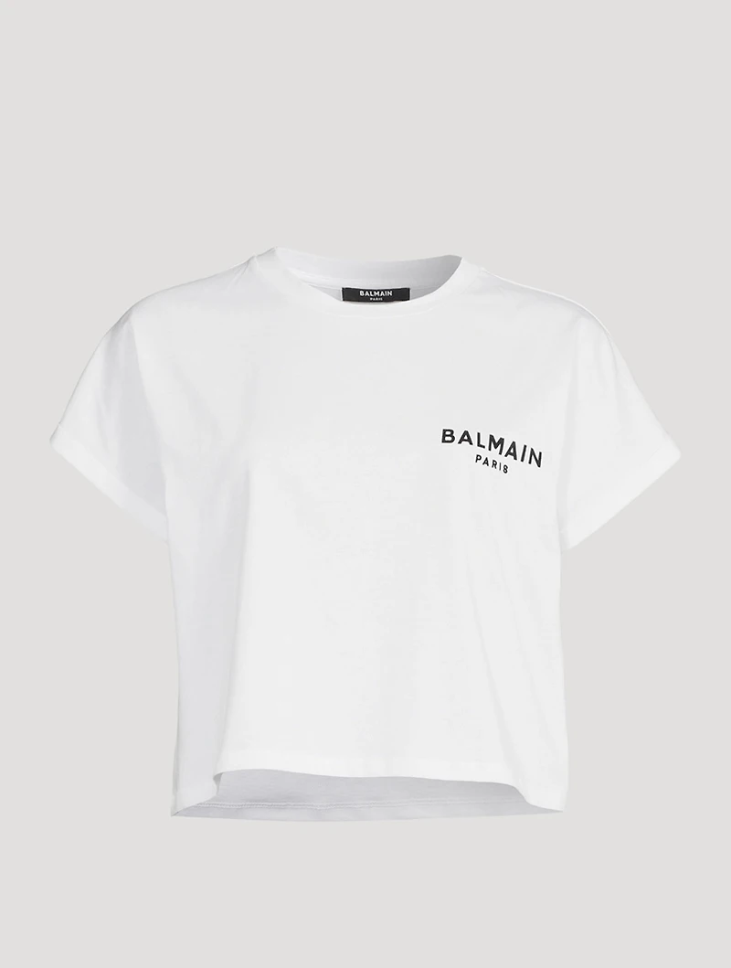 Flocked Logo Cropped T-Shirt