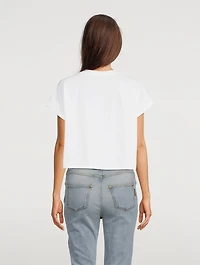 Flocked Logo Cropped T-Shirt