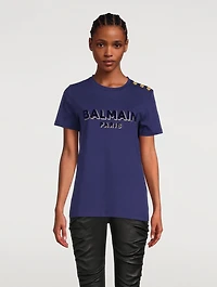 Flocked Logo T-Shirt With Buttons