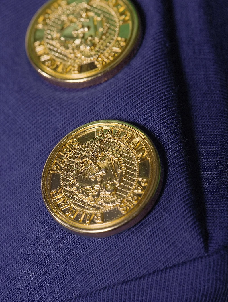 Flocked Logo T-Shirt With Buttons