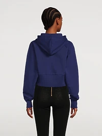 Flocked Logo Cropped Hoodie