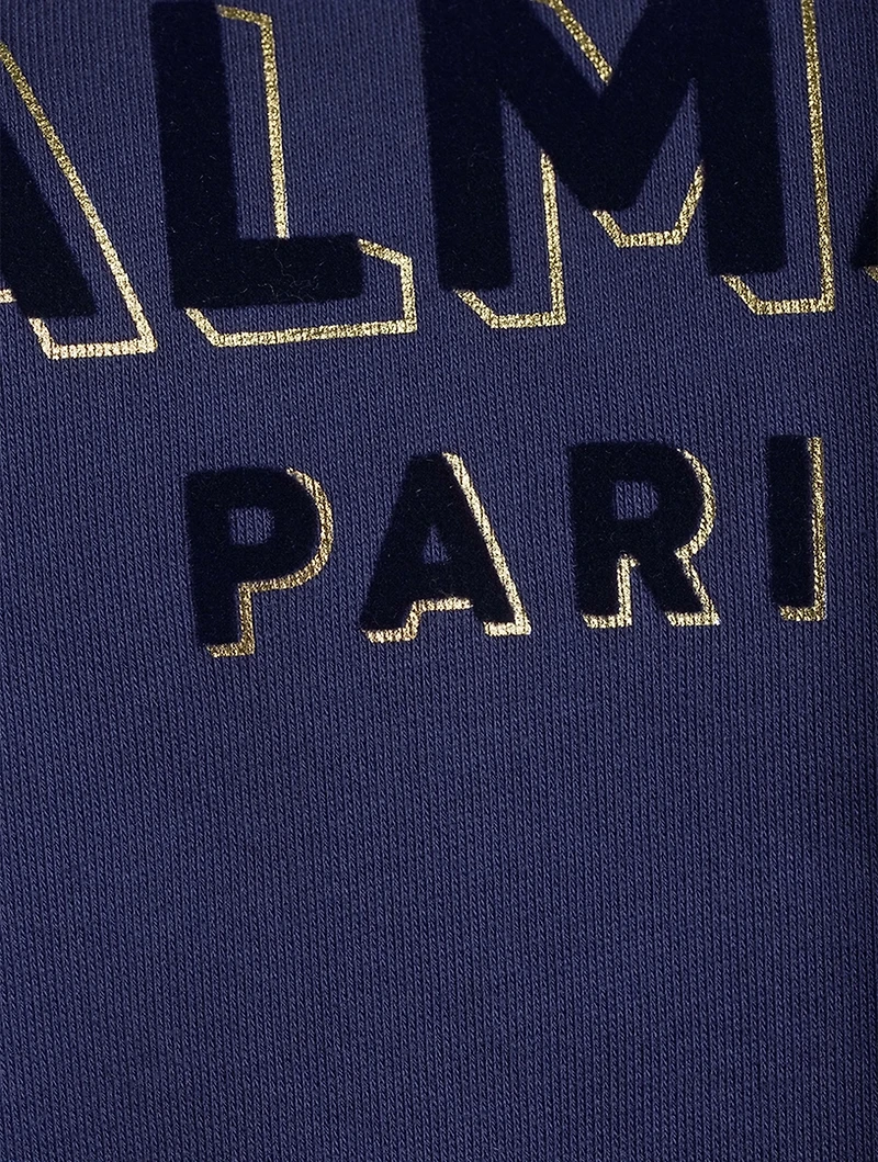 Flocked Logo Cropped Hoodie