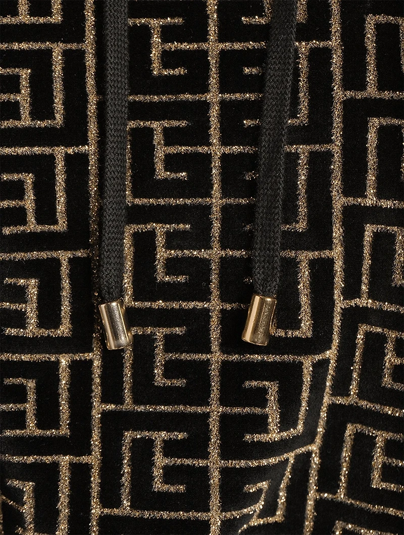Monogram Velvet Jacquard Cropped Hoodie