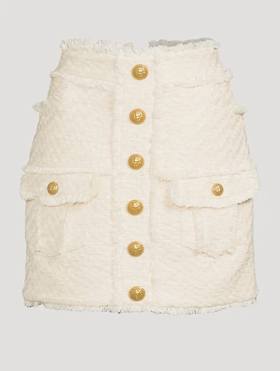 Fringe Tweed Cargo Skirt