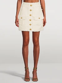 Fringe Tweed Cargo Skirt