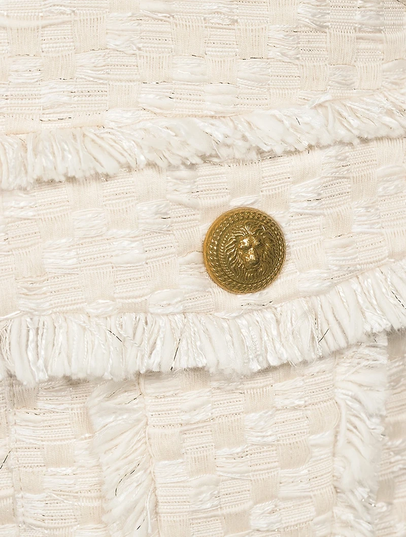 Fringe Tweed Cargo Skirt