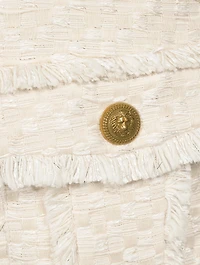 Fringe Tweed Cargo Skirt