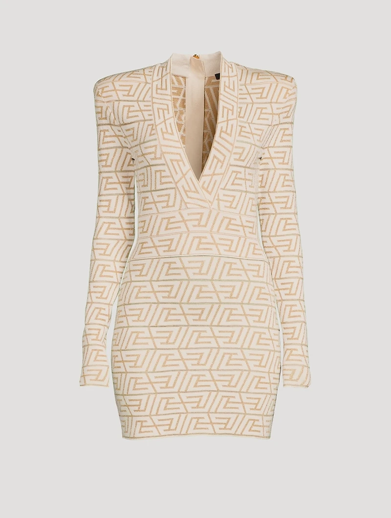 Pyramide Long-Sleeve Knit Mini Dress