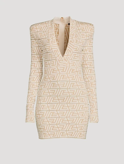 Pyramide Long-Sleeve Knit Mini Dress