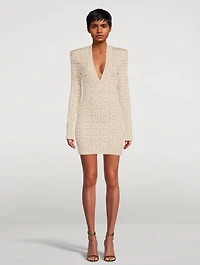 Pyramide Long-Sleeve Knit Mini Dress
