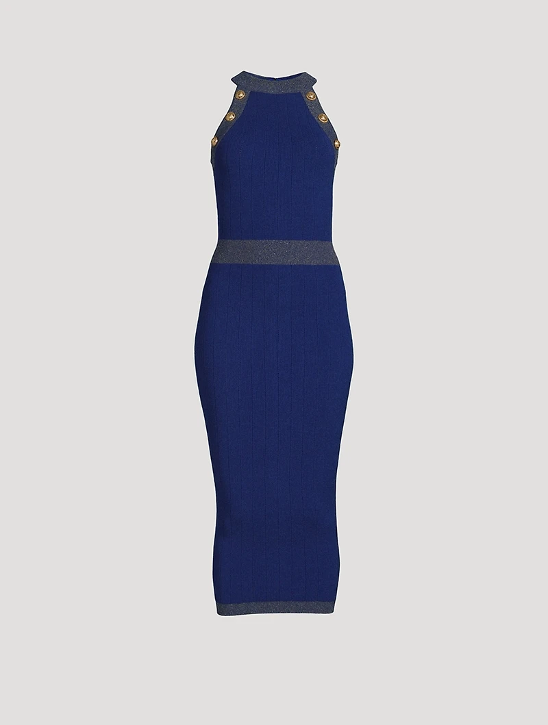 Golden Edge Knit Midi Dress