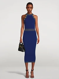 Golden Edge Knit Midi Dress