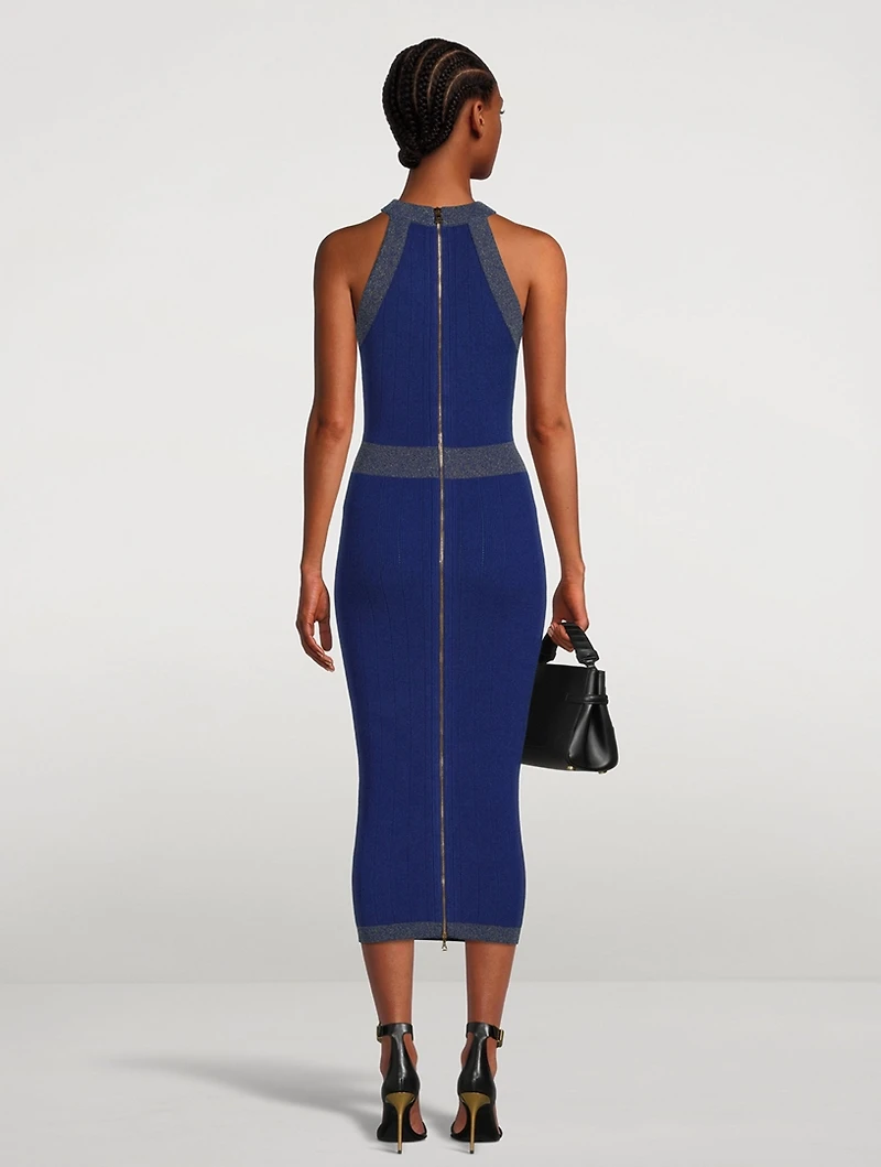 Golden Edge Knit Midi Dress