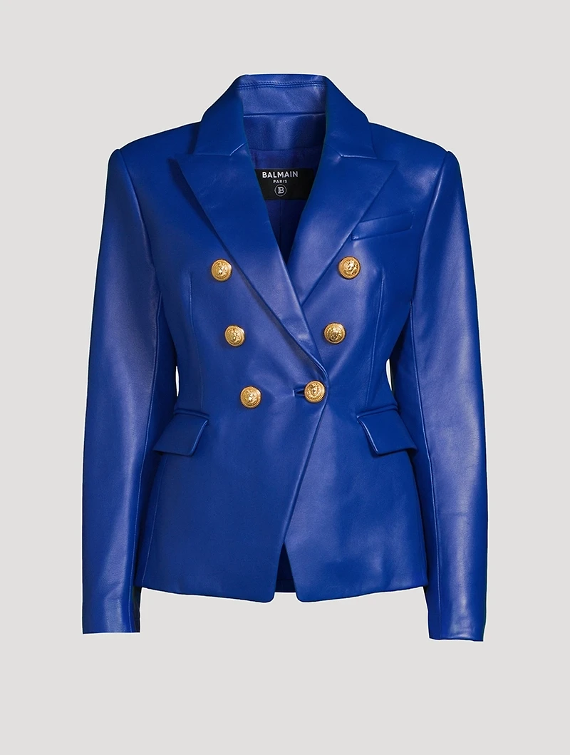 Leather Double-Breasted Blazer